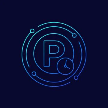 Parking time icon, linear design Stock Illustration