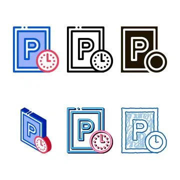 Parking time icon vector outline types Stock Illustration
