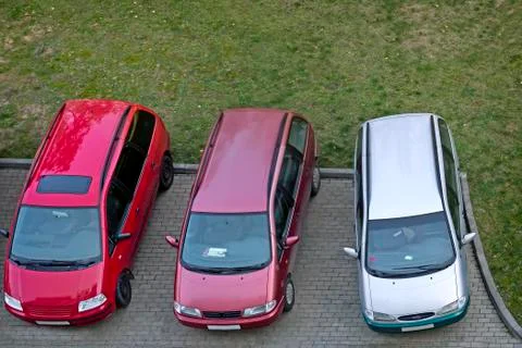 Parking, top view. Foto stock