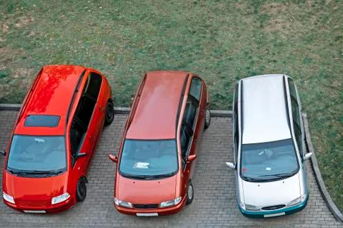 Parking, top view. Foto stock