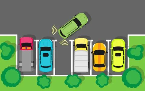 Parking Top View Vector Web Banner in Flat Design Illustrazione stock
