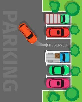 Parking Top View Vector Web Banner in Flat Design 스톡 일러스트