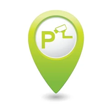 Parking under supervision icon map pointer green Stock Illustration