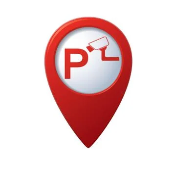 Parking under supervision icon red map pointer Stock Illustration