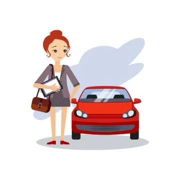 Parking at Work. Daily Routine Activities of Women. Vector Illustration Illustrazione stock