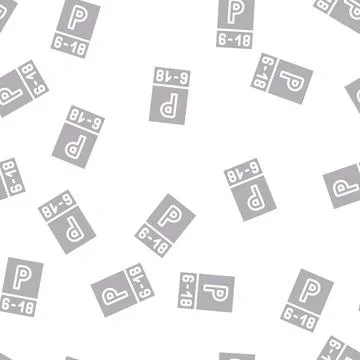 Parking working time mark glyph vector seamless pattern Stock Illustration