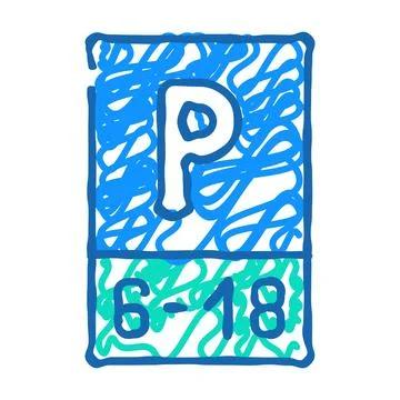 Parking working time mark icon doodle illustration Stockillustratie