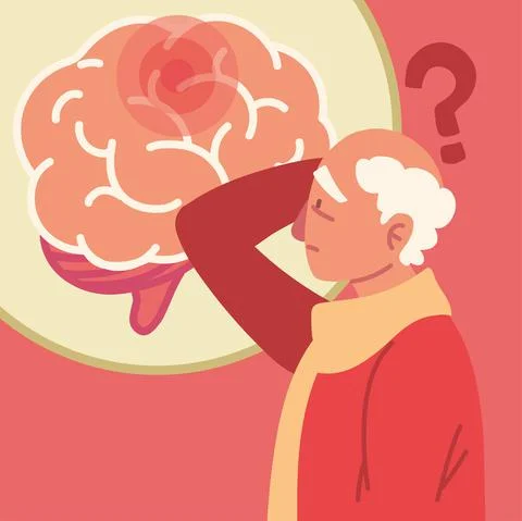Parkinson man amnesia Stock Illustration