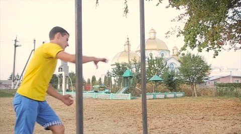 Parkour and Freerunning does a combo in slowmotion Stock Footage 63623236