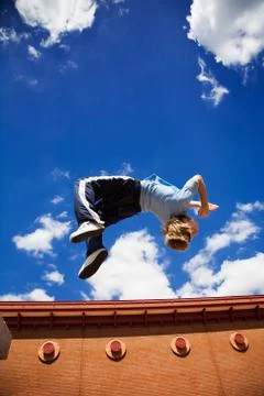 Parkour back flip Stock Photos