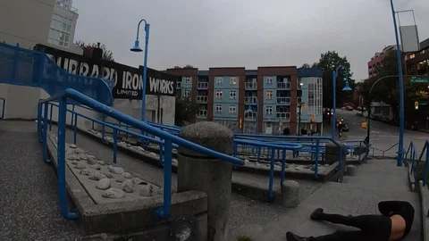Parkour Fall on Face on Cement Stock Footage 119900234