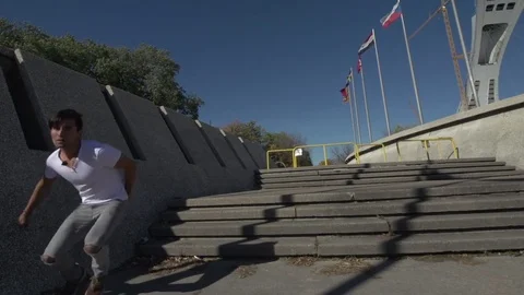Parkour Flip Combo Down Stairs Video stock 82353059
