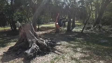 Parkour Flipping Off of a Tree Trunk Stock Footage 88962984