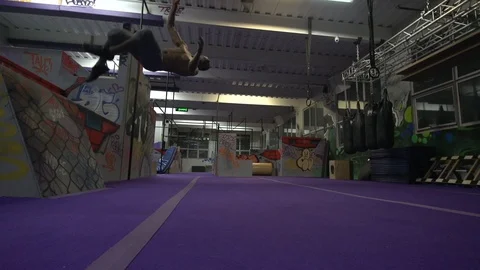 Parkour Flips in Gym Stock-Footage 88415037