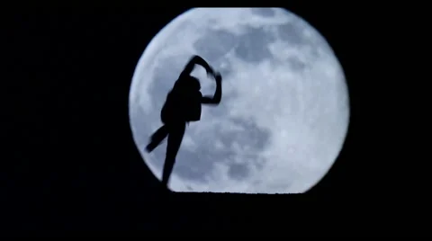 Parkour Silhouette on Full Moon Stock Footage 59483551