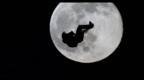 Parkour Silhouette on Full Moon Stock Footage 59484154