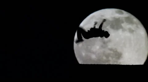 Parkour Silhouette on Full Moon Stock Footage 59485018