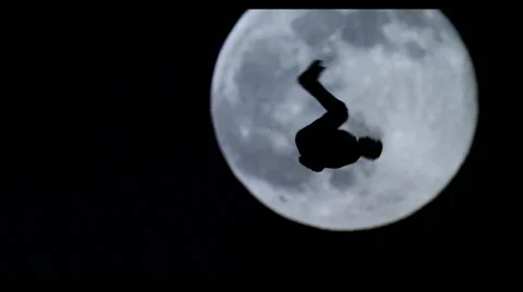 Parkour Silhouette on Full Moon Stock Footage 59490273