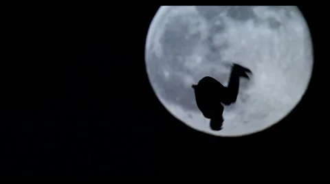 Parkour Silhouette on Full Moon Stock Footage 59492453