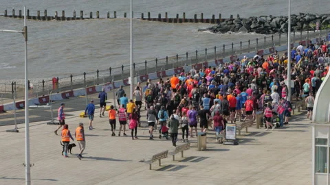 Parkrun runners starting off Stock Footage 242849485