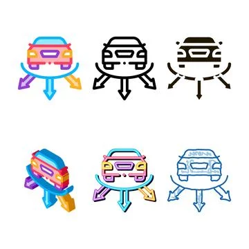 Parktronic parking system icon types vector outline Stock Illustration