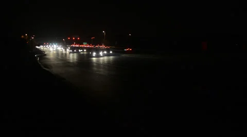 Parkway Traffic at Night Stock Footage 33064252
