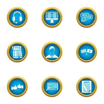 Parley icons set, flat style Stock Illustration
