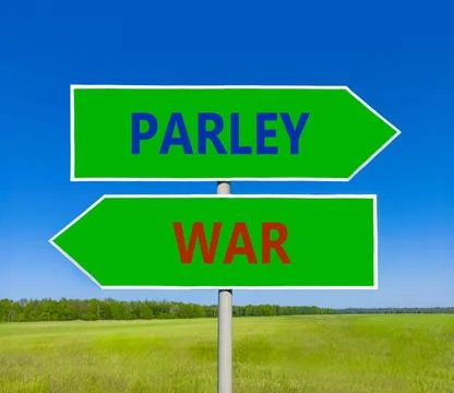 Parley instead war symbol. Concept words Parley and War on beautiful green .. 스톡 사진