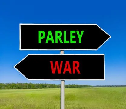 Parley instead war symbol. Concept words Parley and War on beautiful black .. Foto stock