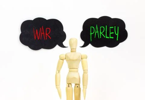Parley instead war symbol. Concept words Parley and War on beautiful black .. Foto stock