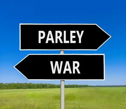 Parley instead war symbol. Concept words Parley and War on beautiful black .. Fotos de archivo