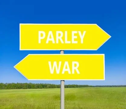 Parley instead war symbol. Concept words Parley and War on beautiful yellow.. Fotos de archivo