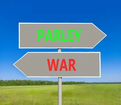 Parley instead war symbol. Concept words Parley and War on beautiful grey r.. Foto stock