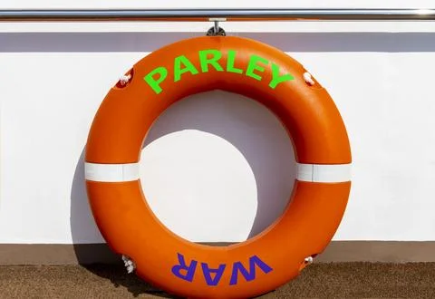 Parley instead war symbol. Concept words Parley and War on beautiful orange.. Fotos de archivo