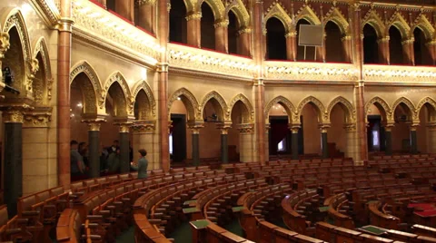 PARLIAMENT BUDAPEST INSIDE 1 LS PAN RIGHT Stock Footage 39413040