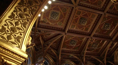 PARLIAMENT BUDAPEST INSIDE 4 CEILING PAN RIGHT Stock Footage 39414331