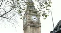 Parliament Building and Big Ben Clock Tower in London, England, Tree HD Footage