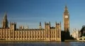 Parliament Building and Big Ben Clock Tower in London, England, Thames River HD Footage