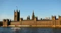 Parliament Building and Big Ben Clock Tower in London, England, Thames River HD Footage