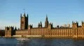 Parliament Building and Big Ben Clock Tower in London, England, Thames River HD Footage