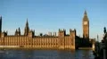 Parliament Building and Big Ben Clock Tower in London, England, Thames River HD Footage