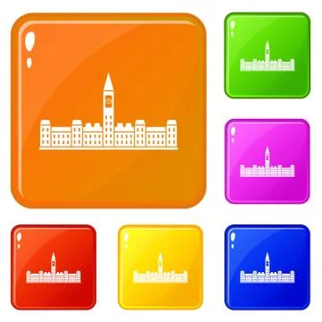 Parliament Building of Canada icons set vector color Ilustración de archivo
