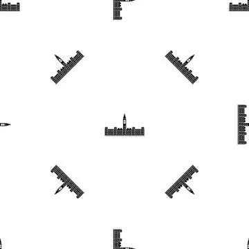 Parliament Building of Canada pattern seamless black Stock Illustration