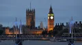 Parliament Building London Skyline Underground Subway Metro Train Passing Night HD Footage