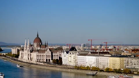 Parliament building viewed from Chain Bridge in Budapest Stock Footage 320056799