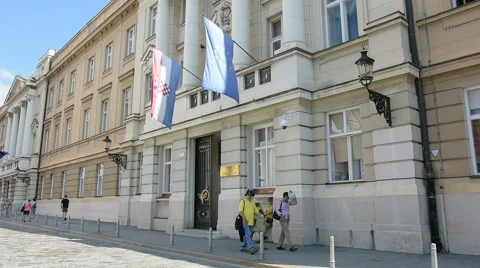 The parliament of Croatia in Zagreb Stock Footage