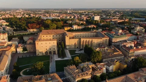 Parma aerial view drone pace square pilotta palace Stock-Footage 114654160