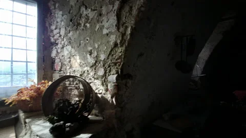 Parma bardi medieval castle interior of the kitchens with wood oven Stockbeeldmateriaal 141244222