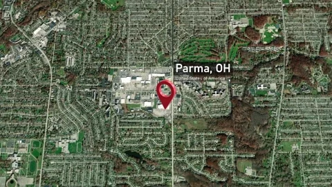 Parma City Map Zoom (OH, USA) from Space to Earth Stock-Footage 296012825