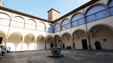 Parma, Italy, the courtyard inside the Bishop palace Stock-Footage 134577471
